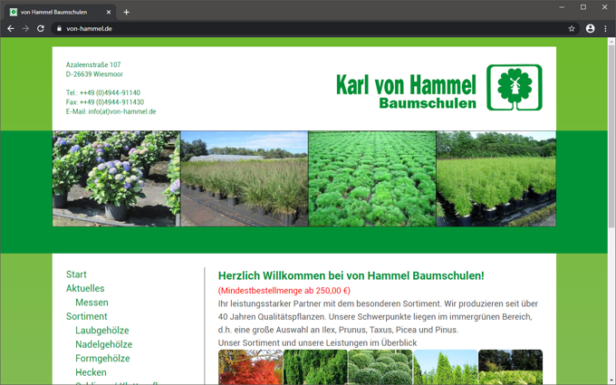 <b>Baumschulen von Hammel</b> <br /> Konzeption, Design und Realisierung der Internet-Präsentation mit Wordpress.